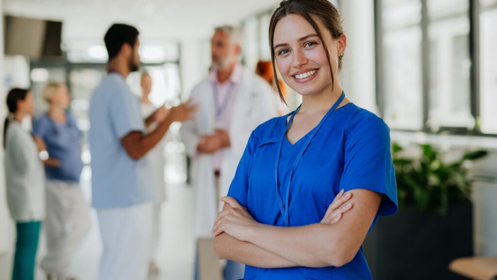 Healthcare worker smiling