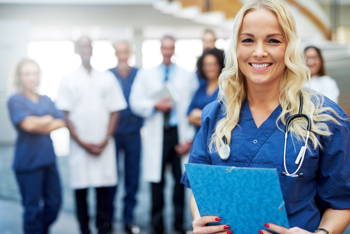 Hospital staff smiling