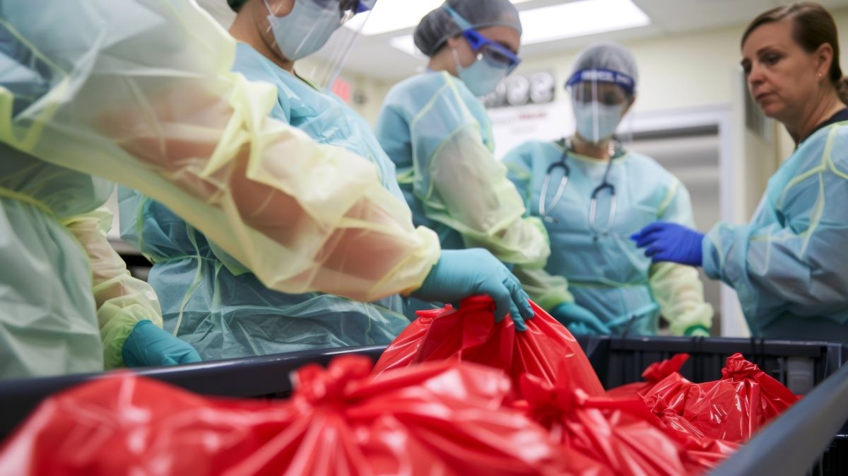Medical waste bags and medical professionals