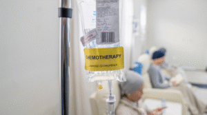 An IV bag labeled "Chemotherapy."